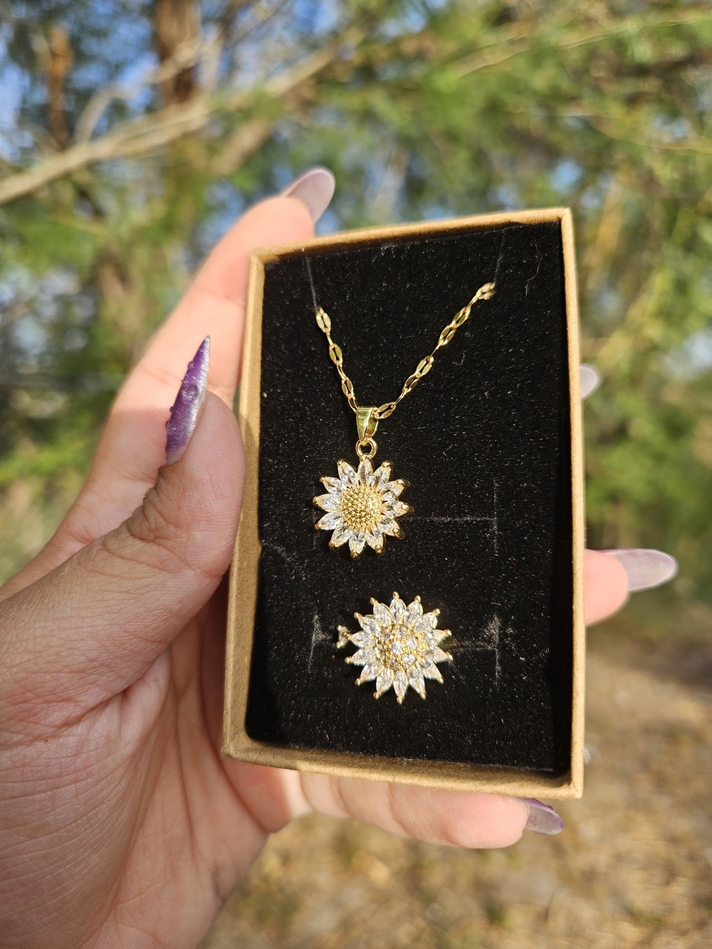✨ 18K Gold Plated Spinner Ring & Necklace Set - New ✨